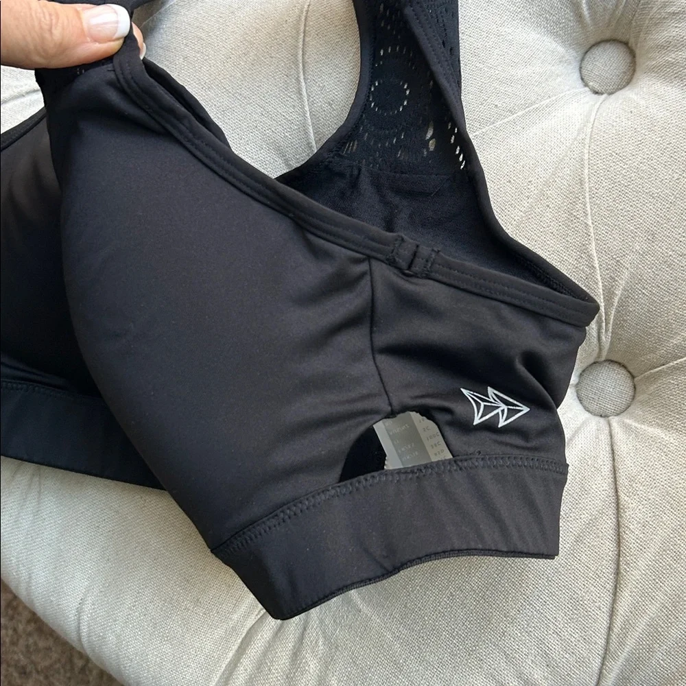 Yvette Black Wireless Lace Racerback Sports Bra built in pads 38C - Picture 3 of 6